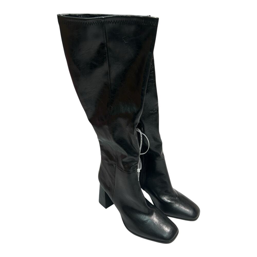 Steve Madden Sz 8.5 M Livah Women's Boots Knee High Square Toe Black Block Heel - Picture 3 of 11